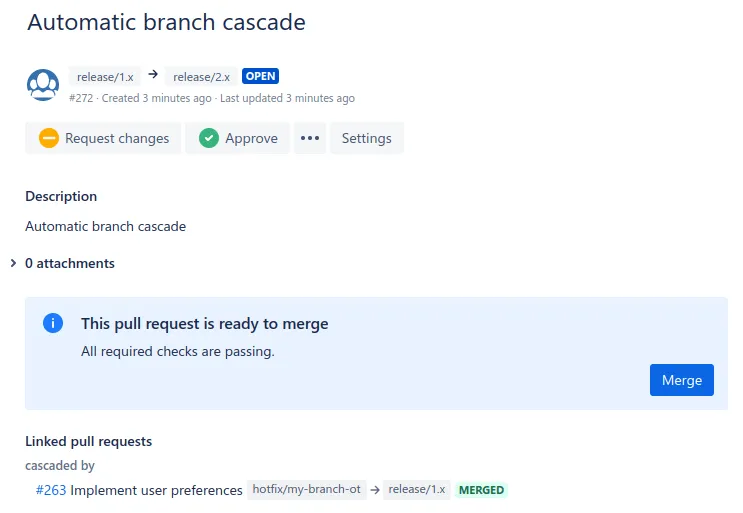 Cascade pull request deatil linked