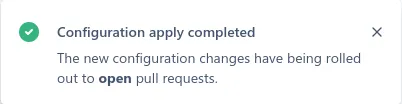 Configuration success message