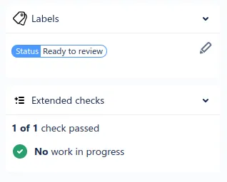 Bitbucket pull request marked as draft using label and failing merge check