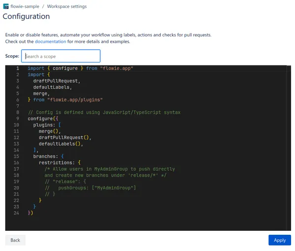 Configuration page